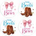 84PCS Boots or Bows Gender Reveal Stickers, Cute Baby Shower Team Boots and Bows Gender Reveal Game Lables for Party Supplies - 2 in Round