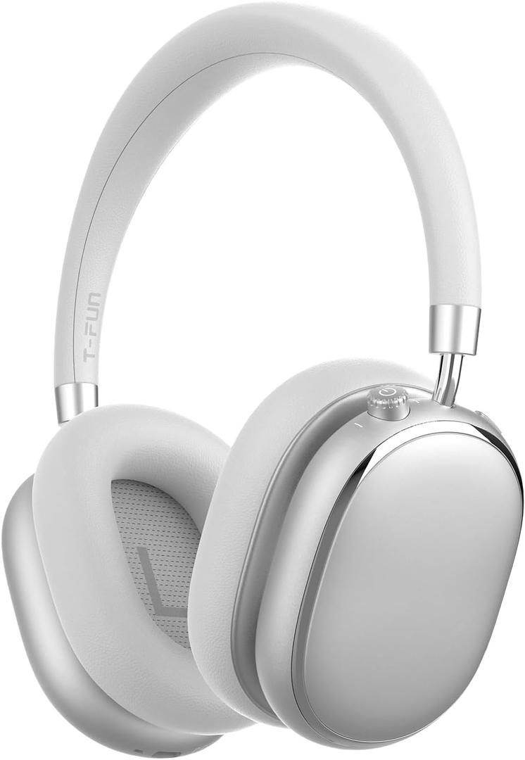T-Fun NC95 Hybrid Active Noise Cancelling Headphones with Knob Control, 65H Playtime Over Ear Headphones Wireless Bluetooth 5.3, App Control, Hi-Res Audio, Comfort Fit, Clear Calls for Travel/Workout (Silver) T-Fun NC95 Hybrid Active Noise Cancelling Headphones with Knob Control, 65H Playtime Over Ear Headphones Wireless Bluetooth 5.3, App Control, Hi-Res Audio, Comfort Fit, Clear Calls for Travel/Workout (Silver)