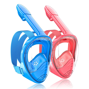 QingSong Kids Snorkel Mask Full Face, Snorkeling Set with Camera Mount, Foldable 180 Degree Panoramic View Snorkeling Gear Anti-Fog Anti-Leak 2Pack