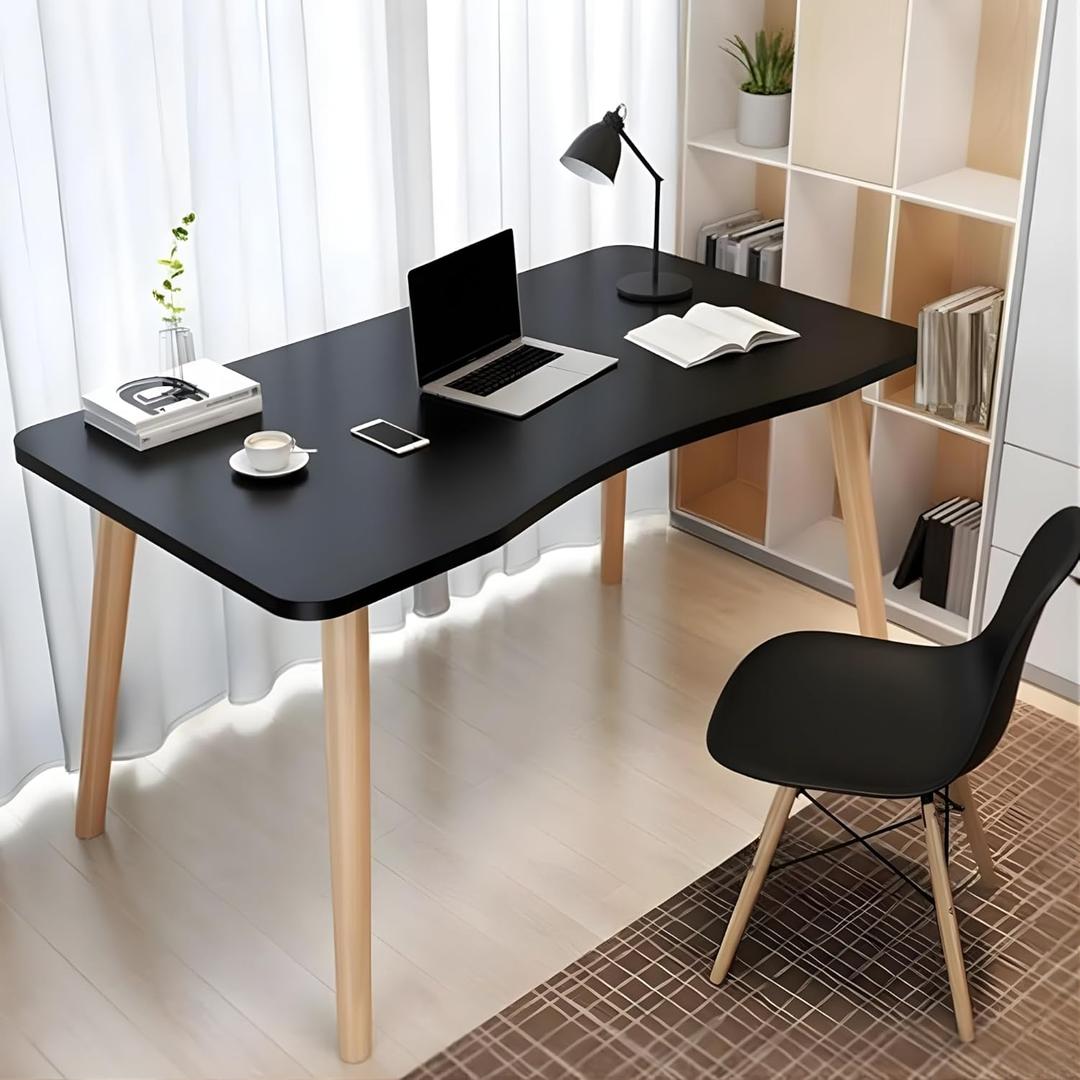 Modern Black Wooden Computer Table, 40" L x 20" W x 30" H inches  Durable and Stylish Desk for Home Office, Bedroom, or Study