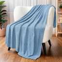 PAVILIA Super Soft Throw Blanket for Couch, Fluffy Cozy Lightweight Light Blue Blanket, Fuzzy Warm Knit Blanket for Bed Sofa, Slate Blue, 50x60
