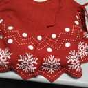 36-Inch Reversible Knit Tree Skirt with Christmas StarInspired Pointed Edge Border and Lace-Up Closures, Machine Washable Thick Acrylic Yarn, Burgundy & White