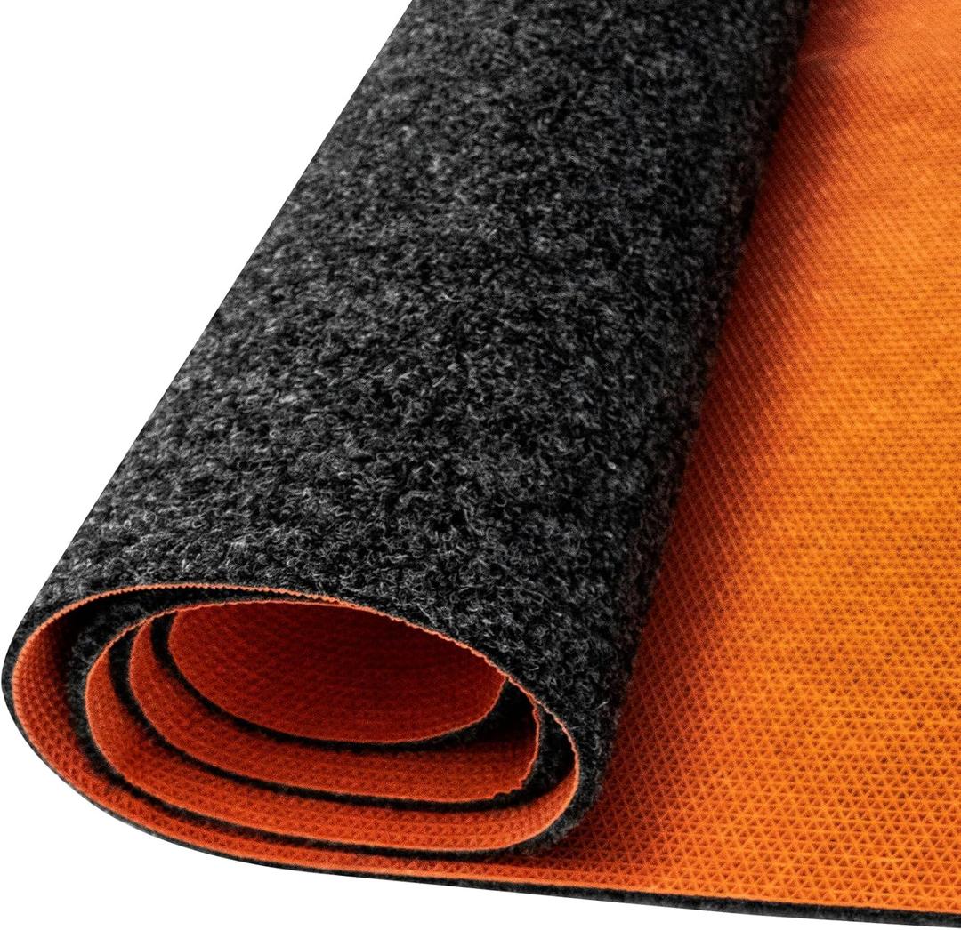 Oil Spill Mat, 64 x 33 Inch Garage Floor Mat Heavy Duty Absorbent Oil Pad for Under Car with Rubber Backing Protects for All Types of Spills, Black, Orange