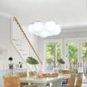 Modern Bubble Chandelier Lighting 7-Light Mid-Century White Glass Globe Chandeliers Cluster Pendant Light Gold Finish Hanging Chandelier for Bedroom Living Room