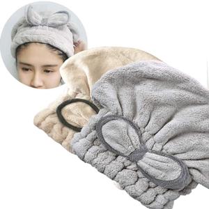 Jseng [New Upgrade] Microfiber Hair Drying Towel Cap, Extrame Soft & Ultra Absorbent, Fast Drying Hair Shower Cap for Girls and Women (Gray+white)
