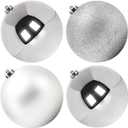 Benjia Extra Large Size Outdoor Christmas Ornaments, Oversized Huge Big Shatterproof Xmas Christmas Plastic Balls for Outside Lawn Yard Tree Hanging Decorations (8"/200mm, Silver, 4 Packs)