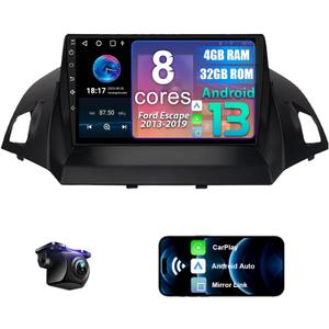 Upgrade 8 Core 4G+32G Android 14 Car Radio for Ford Escape 2013-2019 | 1280*800 OLED Touchscreen, Wireless CarPlay & Android Auto, SWC, AM/FM/RDS, 32 EQ, 1080P backup camera
