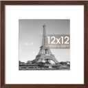 upsimples 12x12 Picture Frame, Display Pictures 8x8 with Mat or 12 x 12 Without, Wall Hanging Square Frames, Brown, 1 Pack