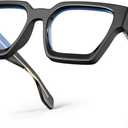 VISOONE Enhanced Version Rectangle Chic Preppy Look Blue Light Blocking Glasses for Women Men RIVER-LIGHTER (Black)