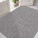 DEXI Dirt Trapper Door Mat, 31x48 Washable Doormat, Dirt Resistant and Absorbent, Easy Clean Low-Profile Floor Rugs for Entryway, Front Door, and Inside Entrance, Checkered Grey