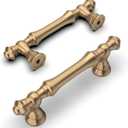 Amerdeco 10 Pack Champagne Bronze Cabinet Pulls 3 Inch(76mm) Hole Center Cabinet Hardware Kitchen Cabinet Handles for Bathroom Drawer Pulls Dresser Pulls ZH0014