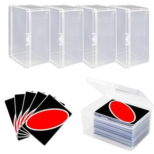 Camkinger 4PCS Plastic Game Card Storage Box, UNO Card Case, Playing Card Box, High Capacity Playing Card Case, Waterproof Plastic Card Holder (NO Cards)