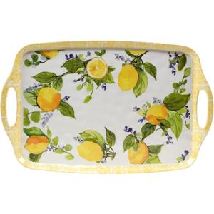 Certified International Lemon Zest Melamine Rectangular Tray with Handles, 19-inches Length, Kitchenware and Accessories