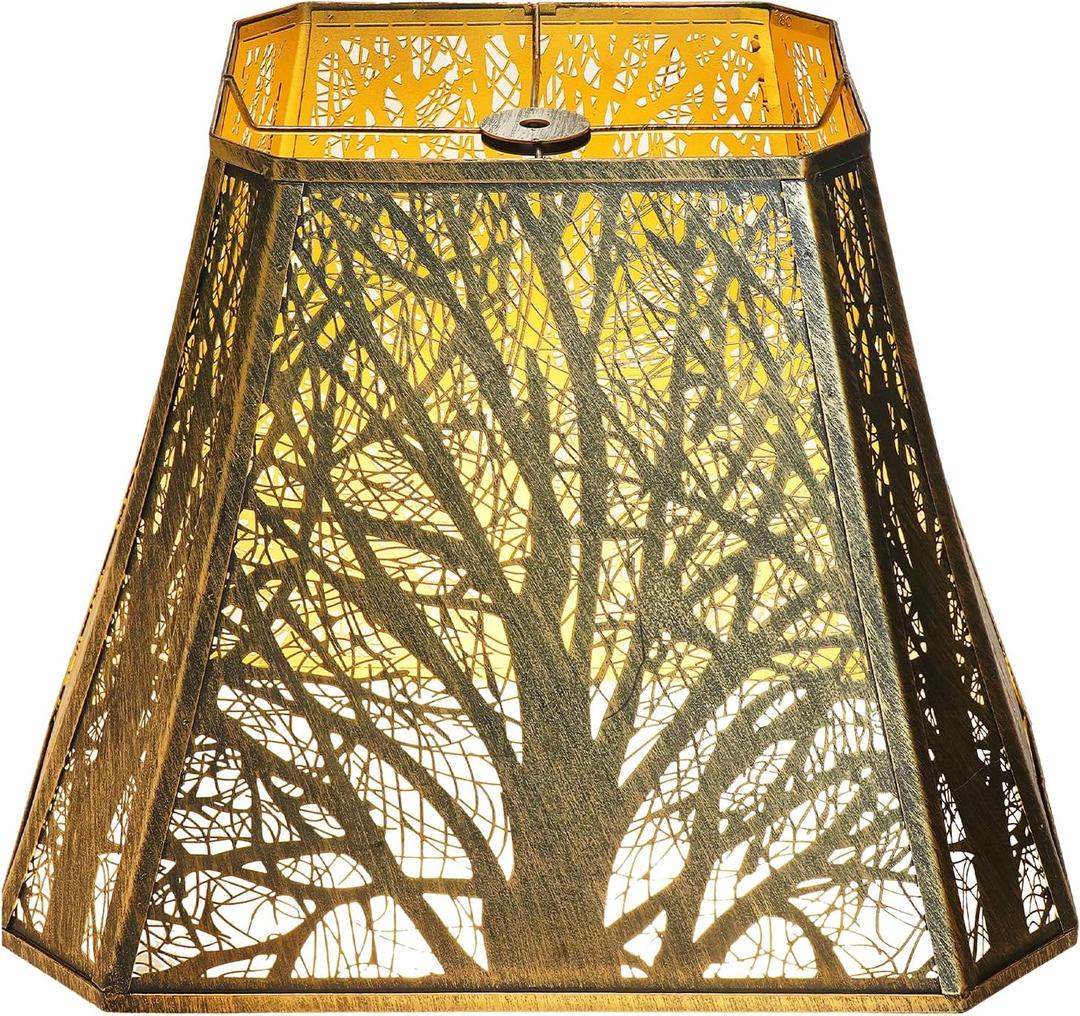 ALUCSET Bell Lampshades, Metal Large Lamp Shade (7+9)" (10.25+16) " 12.25", Lamp Shades Replacement for Floor Lamp and Table Lamps, Antique Bronze and Gold Lampshade, Spider Fitter