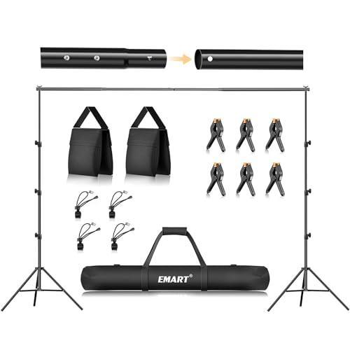 EMART Backdrop Stand 10x7ft(WxH) Photo Studio Adjustable Background Stand Support kit with 2 Crossbars, 8 Clamps, 2 Sandbags and Carry Bag for Parties, Events Decoration, Wedding, Photography