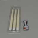 GenSwin Flameless Taper Candles with Remote Timer, Real Wax LED Flickering Candlesticks Battery Operated 3D Wick for Wedding, Party, Home (Ivory, 9.84", Set of 3)