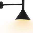 19in. Satin Black Outdoor Gooseneck Barn Light Fixture with 15in. Long Extension Arm - Wall Sconce Farmhouse, Vintage, Antique Style, Black