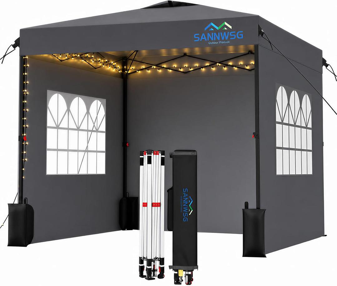10X10 Pop Up Canopy Tent with 3 Sidewalls,Easy Up Canopy,Commercial Instant Shelter,Heavy Duty One Person Set Up Event Tent,Gray