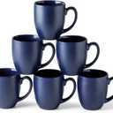 AmorArc 16oz Coffee Mugs Set of 6, Large Ceramic Coffee Mugs for Men, Women, Dad, Mom, Modern Coffee Mugs With Handle For Tea,Latte,Cappuccino,Cocoa. Dishwasher&Microwave Safe, Matte Blue