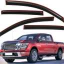 Lightronic Extra Durable Clip-on in-Channel Auto Vent Window Visor, Fits 2017-2024 Nissan Titan, 2016-2024 Titan XD, Crew Cab, UV Protection Rain Guard, Original Window Deflector, Dark Smoke, 4-Pcs