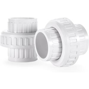 2" PVC Union Coupling Pipe Fitting,2" PVC Slip Union Schedule 40, PVC Adapter(Socket x Socket), built-in EPDM O-Ring, White （2 Pack）