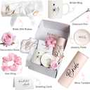 Frerdui 8Pcs Bridal Shower Gift, Bride to Be Gifts, Bridal Shower Gifts for Bride to Be, Gift Box Sets Bridal Silk Robes Tumbler Cup Mug Jewelry Tray, Wedding Engagement Gift for her(M)