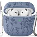 for AirPods 4 Case, Soft Silicone Airpod 4 Case Cover QUTE with Keychain & Cleaning Kit Compatible with AirPods 4th Generation 2024 for Women Girly, Anti-Scratch (Lavender Grey)
