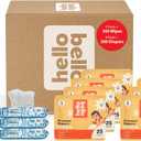 Hello Bello Mega Surprise Pack, Size 3 (14-24 lbs), 200ct Hypoallergenic Assorted Diapers with a Soft, Cloth-Like Feel Plus 360 Ultra Gentle Unscented Baby Wipes in 6 Resealable Packs