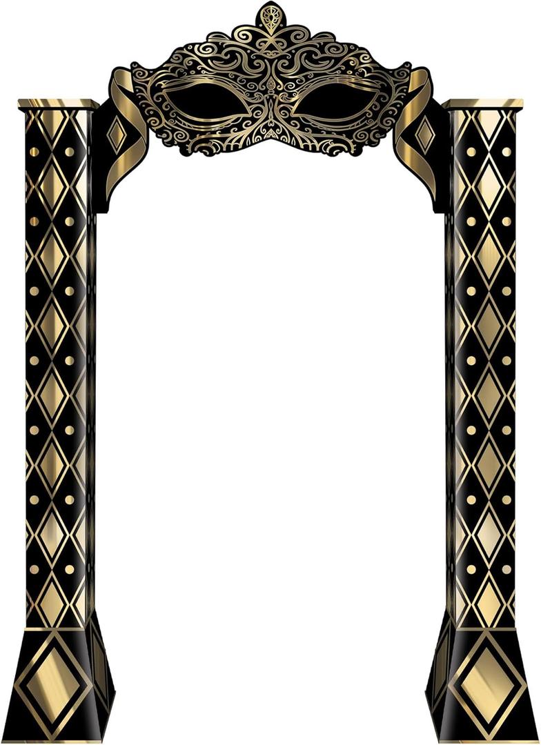 Masquerade 3D Archway Decoration - 7' - Black and Gold