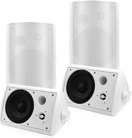 STUDIOFINIX 6.5 Inch Passive Indoor Outdoor Speakers Wired Waterproof with 800Watts, Wall Mount Speaker,for Patio,Covered Porch,Deck,Poolside(4 SpeakersWhite)