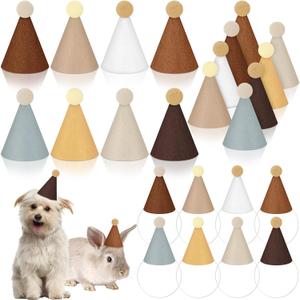 24 Pcs Mini Party Hat for Stuffed Animals Birthday Hat Decor for Doll Pets Dog Cat Rabbit Puppies Costume