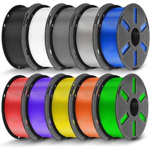 JAYO PLA 3D Printer Filament Bundle 1.75mm 10-Pack 11kg Reusable Spool
