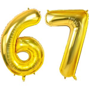Joycard 40 Inch Gold Foil Helium Number 67 Balloons for 67th Birthday Party Decorations