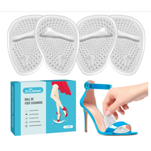 ZUCNANA Ball of Foot Cushions (2 Pairs Gel Shoe Inserts), Heel Inserts for Women, Non Slip Heel Pads, Heel Cushions for Women Foot Pain Relief and Comfort, One Size Fits Any (Clear)