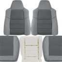 SecosAutoparts Driver & Passenger Side Bottom & Top Lean Back & Foam Cushion Replacement Cloth Seat Cover Gray Compatible with Ford F250 F350 F450 F550 2003 2004 2005 2006 2007