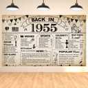 DARUNAXY 70th Birthday Party Decorations, Vintage Back in 1955 Banner 70 Year Old Birthday Party Poster Supplies Vintage 1955 Backdrop Photography Background for Men & Women 70th Class Reunion Decor
