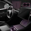 4PCS Silicone Center Console Accessories Kit for Tesla Center Console Mat Cup Holder Insert Screen Edge Protector Frame Mirror Frame Protectors (Deep Purple Model Y Juniper/3 Highland)