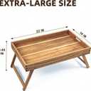 Solidith Acacia Wooden Breakfast Tray, Bed Tray with Folding Legs