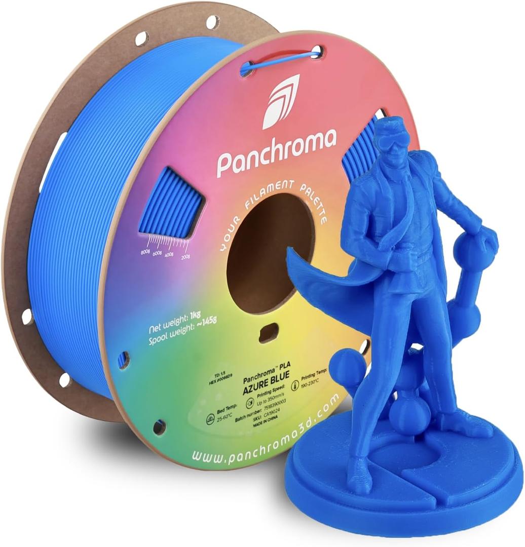 Polymaker Panchroma PLA Filament 1.75mm, 1kg, Azure Blue | High Speed 3D Printing Filament Fits for Most FDM 3D Printers, Easy Print & Clog-Free & Neatly Wound, Accuracy +/- 0.02mm