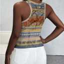 Women's Graphic Sleeveless Tank Top Scoop Neck Slim Fit Vintage Crop Tops (M)