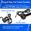 Q20 Full Twist Throttle with Rolling Bearing, Ebike Throttle Grip Cable Kit Compatible with Q20 Electric Dirt Bike, Standard
