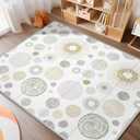 Piglog Extra Large Play Mat for Baby, 0.8 Inch Thick BPA Free, Reversible Foldable Baby Play Mat, 79" x71" Waterproof Foam Floor Baby Crawling Mat, Portable Playmat for Infants, Toddler, Kids, Circle