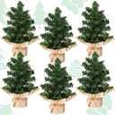 Yinder Tabletop 6 Pcs Mini Christmas Tree 19.69inch Artificial Mini Xmas Miniature Pine Christmas Tree with Linen Base for Xmas Holiday Decorations Indoor Home Kitchen Dining Table
