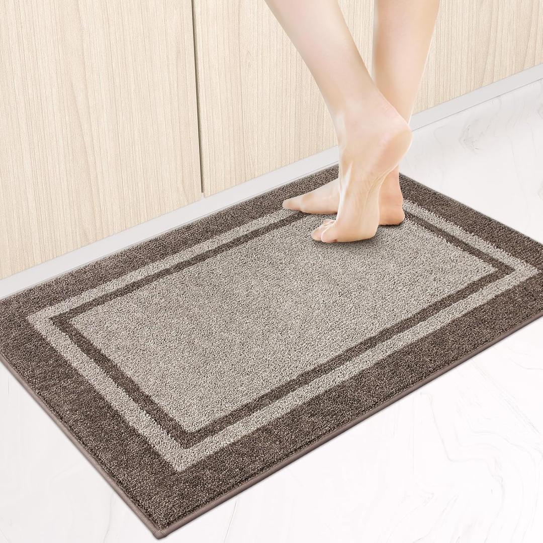 anllugs Kitchen Rugs 24" x 36", Non-Slip Machine Washable Kitchen Runner Rugs Floor Mats, Absorbent Comfort Standing Mats for Kitchen, Sink, Laundry and Hallway, Beige & Grayish Brown