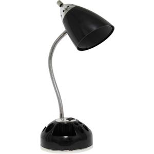 Simple Designs LD1015-BLK Flossy Organizer Desk Lamp with Charging Outlet and Lazy Susan Base, Black Simple Designs LD1015-BLK Flossy Organizer Desk Lamp with Charging Outlet and Lazy Susan Base, Black