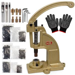 DK98 Upgraded Have Duty Hand Press Grommet kit with Eyelet Punch Tool kit.3 Dies and 1500 Pcs Grommets for Fabric tarps Curtains Paper Leather and Canvas. (Large, Yellow)