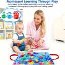 Montessori Toys for 1-2 Year Old - Cloth Ocean Fishing Game with Stacking Cups, Toddler Learning Toy for 12-18 Months, First Birthday Gifts for 1 Year Old Boy Girl, Learn Count and Sort Colors
