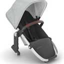 UPPAbaby RumbleSeat V2+ Second Lower Seat/Compatible with Vista V2 and Vista V3 / Adapters, Bumper Bar, Bug Shield Included/Stella (Grey Brushed Mélange/Silver Frame/Chestnut Leather)
