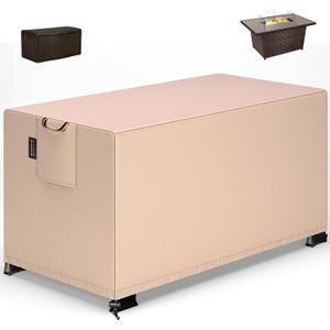 QH.HOME Fire Pit Cover Rectangle 56 x 38 Inch,Outdoor Waterproof Fire Pit Table Cover Strong Tear Resistant and Fading Resistant for Rectangular Patio Furniture Fireplaces - Wheat