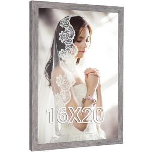 16x20 Frame Rustic Grey, 20x16 Picture Poster Frame, Horizontal Vertical Hanging, Large 16 by 20 Wall Gallery Family Concert Portrait Photo Frame Anniversary/Birthday/Wedding/Thank you/Christmas Gift, 16x20in